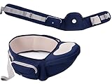 Hüftsitz Baby EXTRA 50mm weiche Polsterung 2x Taschen Hüfttrage 65-120cm VORTEILE 4 Positionen seitentrage (S M L XL) ergonomisch Taillen Hocker (Dunkel blau)