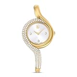 Swarovski Dextera Uhr, Asymmetrische, Analoge Armbanduhr mit Metallarmband, Goldfarbenem Finish und Strahlenden Kristallen, Armbandlänge: 11.7-14.7 cm, Armbandbreite: 0.6 cm
