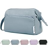 Narwey Kulturtasche Damen Kulturbeutel Kosmetiktasche Schminktasche Reise Make-up-Tasche mit Weit Offener Tasche für Damen Frauen(Graublau)