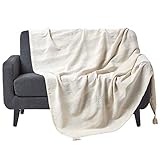 Homescapes Tagesdecke Rajput, Creme, Wohndecke aus 100% Baumwolle, 150 x 200 cm, Sofaüberwurf/Couchüberwurf in RIPP-Optik