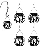 Hqunjikp Solarlaterne | Flammeneffekt-Solarlampe für den Außenbereich | 4 x Lichterbaumzaun Terrassendekoration für Hinterhof, Balkon, Veranda, Zuhause, Camping