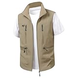 DUHENWU Jagdweste Herren Outdoor Funktionsweste Schnelltrocknend Sommerweste Fotografie Wandern Anglerweste Ärmellos Fischerjacke Regular Arbeitsweste Mit Vielen Taschen Hundeweste