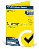 Norton 360 Deluxe 5 Geräte / 1 Jahr | Antivirus | Internet Security | Secure VPN | Passwort-Manager | Firewall | PC/Mac/Android/iOS | Aktivierungscode per Post