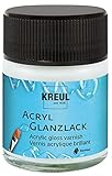 KREUL 79401 - Acryl Glanzlack, glänzend transparent, 50 ml Glas, auf Wasserbasis, Schutz- und Überzugslack für durchgetrocknete Aufmalungen, bedingt witterungsbeständig, speichelecht