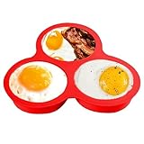 Silikon-Eierbecher für Luftfritteuse, 3 Mulden, Silikonformen, für kleine Kuchen, Pudding, Hamburger, Frühstück, Sandwich, Patty