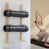Yogamattenhalter – Wandmontiertes Holzregal für Zuhause, Fitnessstudio, Schule oder Büro Fitnessgeräte