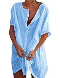 Svanco Strandkleid Damen Sommer Strandkleider Günstig Leichte Strandtunika Baumwolle Bikini Cover Up Große Größen Strandponcho Pareo Strand Shirt