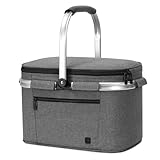 ALLCAMP Faltbar Isoliert Kühltasche - Einkaufskorb Thermo Mit Deckel, Abnehmbarer Picknickkorb 2 Personen, Aluminiumrahmen Kühlkorb, Verdicken Thermokorb