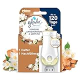 Glade electric scented oil Halter, elektrischer Raumduft Duftstecker mit Duftöl, inkl. 1 Nachfüller, Sensual Sandalwood & Jasmine, 1er Pack (1 x 20 ml)