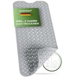 SilverRack Badewannenmatte 100x40 cm (Grau) - Antirutschmatte Badewanne BPA frei für Kinder und Babys - Duschmatte schimmelresistent & maschinenwaschbar - Badematte rutschfest