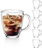 [6-Stück,350ml] DESIGN•MASTER - Latte Macchiato Gläser mit Henkel, Kaffeeglas/Teeglas, Hält lange warm, Perfekt für Latte, Cappuccino, Americano, Tee und Getränke.