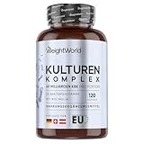 Kulturen Komplex mit 60 Mrd. KBE - 20 Bakterienstämme und Bio Inulin -120 vegane Kapseln - Bakterienkulturen mit Bifidobacterium, Lactobacillus Gasseri & Reuteri - 2 Monate Vorrat - WeightWorld