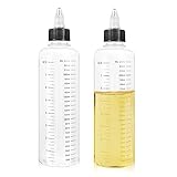 2 Stück Quetschflasche 250ml Squeeze Flasche mit Skala klare Ölspender Flaschen mit Spitzenkappe Mehrzweck Plastikflasche für flüssige Gewürze sauce Öl Soja Essig