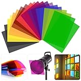 SAMNISOO 20 Stück Farbkorrektur-Gel-Lichtfilter, Transparentfolie Kunststoffblätter Farbige Overlays Farblicht-Gel-Filter, 10 Farben A4 Größe