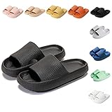 Sumvov Cozyslides Original Damen Schlappen 100% EVA Super Weich Rutschfest Badeschuhe Cozislides Original Hausschuhe Damen Herren,Schwarz,42/43 EU