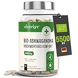 Ashwagandha KSM-66 | Bio Ashwagandha Kapseln Hochdosiert 5500mg | 3 Monate - 1 Pro Tag | Cortisol Senken | 550mg 10x Konzentriertes Extrakt Bio Ashwaganda Pulver | VitaBright Cortisol-Senker Tabletten
