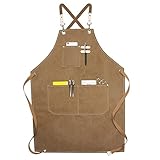 Windfromort Arbeitsschürze Herren, Robuste Werkzeug Schürze für Männer, Arbeitsschürze mit 4 Werkzeugtaschen für Küche, Garten, Keramik, Werkstatt, Garage und mehr für Männer & Frauen - Khaki