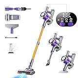 Akku Staubsauger, 40000Pa/450W Staubsauger Kabellos mit Smart Display Bis zu 50 Minuten Laufzeit Cordless Vacuum Cleaner mit Automatikmodus&Anti-Verhedderung-Bürste für Teppich Hartboden und Tierhaare