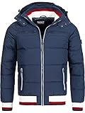 Indicode Herren Marlon Steppjacke in Daunenjacken-Optik | Winterjacke Übergangsjacke Navy Mix L