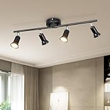 Dehobo LED Deckenstrahler Wohnzimmer - Deckenleuchte 4 Flammig Schwarz Deckenlampe Spot - GU10 Deckenspot Schwenkbar 350° - Drehbar Küchelampe Spot Strahler Decke Schlafzimmer Ohne Leuchtmittel