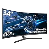 Gawfolk 34 Zoll Ultrawide Curved Gaming Monitor, 1500R PC Bildschirm 165hz UWQHD 3440x1440, Gebogenes Computer Bildschirm mit Höhenverstellung unterstützt VESA 75 x 75 mm