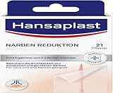 Hansaplast Narben Reduktion (21 Stück je 3,8 cm x 6,8 cm), Narbenpflaster zur Reduktion der Sichtbarkeit von Narben, macht Narben dauerhaft flacher, heller und weicher