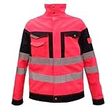 XuuSHA Gut sichtbare reflektierende Sicherheitsweste Man's Work Tragejacke, hohe Sichtbarkeit reflektierende Jacke Sicherheitswesten für Herren Damen (Color : Pink, Größe : 4XL)