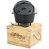 BBQ-Toro Dutch Oven ++ Mein Dopf ++ | Sonderedition mit Holzkiste und Deckelheber + kleine Überraschung | bereits eingebrannt - preseasoned | Gusseisen Kochtopf | Bräter mit Deckel