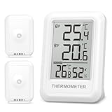 Brifit Thermometer Innen Außen mit 2 Sensoren, Temperatur und Luftfeuchtigkeitsmesser mit 100M/328FT Übertragungsreichweite, MAX/MIN Zeigen, ℃/℉ Schalter, Thermometer für Zuhause, Büro