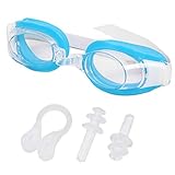 Wasserdichte Schwimmbrille, Antibeschlag-Schwimmbrille, Schnorcheln, Tauchbrille mit Nasenabdeckung, Ohrstöpsel, Set für Kinder, großer Rahmen, wasserdicht, Augenschutzteile, großer Rahmen, UV-Schutz