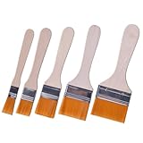 Amexo 5 Stück Breit Flachpinsel Set Malerpinsel Wandfarbe Lasurpinsel Farbe Streichen Pinsel Holz Farbpinsel Verschiedene Größen Flachpinsel Set für Ölgemälde Aquarell