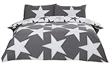 Rapport Stars Wende-Bettwäsche-Set, Polycotton, Grau, Einzelbett