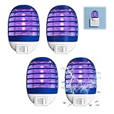 Mückenlampe, 4 Stück Elektrischer Insektenvernichter, Mückenschutz Steckdose UV-Licht Elektrisch Insekten Mückenfalle für Mücken Fliegen Motten, Anti Mücken Stecker für Küche Schlafzimmer