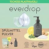 everdrop Spülmittel Starter Set (2x 25g Pulver - inklusive Spülmittelflasche) - Effektive und nachhaltigere Reinigung mit Limonen-Minze-Ingwer Duft