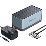 Yottamaster Festplatten Docking Station, USB 3.0 Aluminium Festplatten Dockingstation für 2,5 & 3,5 Zoll SATA HDD SSD mit Netzteil und Typ A/C Kabel(KD100)