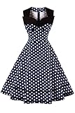 AXOE Damen Polka Dots 60er Jahre Kleid Rockabilly Armellos Navy Gr.38, M