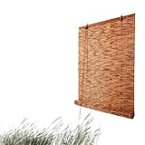 Retro Bambus Rollo Lichtfilterung Schilfvorhang Sonnenschutz Bambusrollo Jalousine Für Außenbereiche Innen Holzrollos Verstellbar(W26xH47IN(65x120CM))
