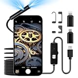 Focenat Endoskopkamera mit licht,IP68 Wasserdicht Endoskop,Endoskopkamera Handy mit 8+1 Lichtern,1920 HD Rohrkamera,Dual Lens Endoskopkamera mit Licht,für Android, iOS,Tablet (5M/2 Lenses)