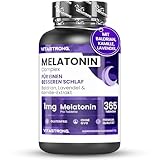 Vitastrong Melatonin Komplex, 365 Mikro-Tabletten, Hochdosiertes Melatonin mit Kamille, Baldrian, Lavendel & Vitamin B6 für besseren Schlaf & Jetlag, Zucker-, Gluten- & GVO-Frei