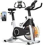 LABGREY Heimtrainer Fahrrad, Fitness Fahrrad für Zuhause, Indoor Kardio Training, Bike mit Pulsmesser, LCD Display, Ipad Halter, Sitz & Widerstand Einstellbar (Grau)