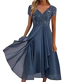 Abendkleid Damen, Damen Sommerkleid - Abendkleider Lang Kleid Elegant Chiffon Spitze Swing Cocktailkleid LäSsig Festliche Kleider FüR Frauen FüR Hochzeitsgast Brautjungfernkleider Partykleid