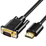 Herfair HDMI-auf-VGA-Kabel, vergoldet, 1080P, HDMI auf VGA-Adapter, aktives HDMI-Digital-zu-VGA-Analog-Video-Konverterkabel für Desktop, Laptop, Projektor, Monitor