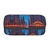 DEXNEL Chicago Night tragbares Federmäppchen mit Reißverschluss, hohe Kapazität, stabiles multifunktionales Federmäppchen für Kinder, Schwarz , Einheitsgröße, Taschen-Organizer