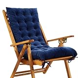 XNKLPY Hochlehner Auflagen Gartenstuhlauflage Bequeme Liegen Sitzauflagen 10cm Dick Polster Mit rutschfest BefestigungsbäNder FüR DraußEn Und Drinnen GartenmöBel Blue 120x48x10cm