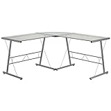 Flash Furniture L-förmiger 84-Zoll-Computer, Heimbüroecke, Gaming-Schreibtisch, platzsparend, einfach zu montieren, klar/Silber, 1 Stück