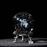HDCRYSTALGIFTS Briefbeschwerer mit 3D-Lasergravur, Meeresschildkröten, Kristallkugel, Briefbeschwerer mit Ständer, 60 mm, Glas, volle Kugel, Ozean-Tier für Heimdekoration, Geschenke für Mutter