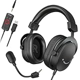 FIFINE Gaming Headset mit Mikrofon, Over Ear Kopfhörer mit Kabel, USB Headset für PC PS4 PS5 Xbox Switch, RGB Headphone mit 7.1 Surround Sound und Ohrpolster