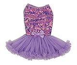 Pawpatu Lila Pailletten Kostüm Tüll Kleid für Hunde