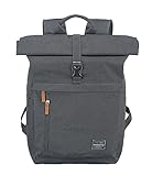 travelite Handgepäck Rucksack, Laptop Rucksack 15,6 Zoll, BASICS, Reiserucksack Rolltop Funktion, 60 cm, 35 Liter