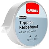 GAUDER Teppichklebeband doppelseitig extra stark - Teppichkleber für Bodenbeläge, Teppiche & Treppen - Klebepads, Fixierung & Verlegeband (10 m x 48 mm)